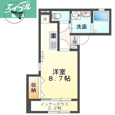 ハウルノア(1K/2階)の間取り写真