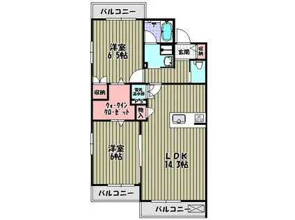 トゥールブランシュM&MI(2LDK/2階)の間取り写真
