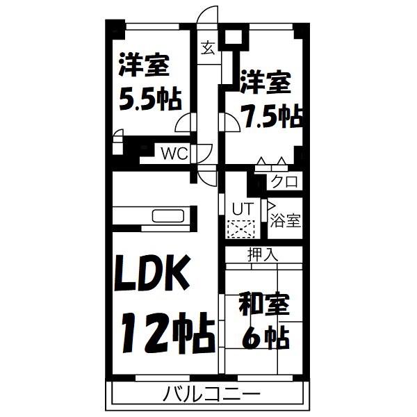 ヒルトップ井上(3LDK/2階)の間取り写真