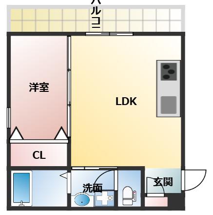 GMヒルズ藤田町(1LDK/1階)の間取り写真