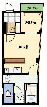 御船町ビル(1LDK/3階)の間取り写真