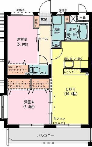 EINS(2LDK/1階)の間取り写真