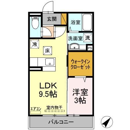 セレーナ並木(1LDK/3階)の間取り写真