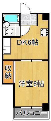 黒崎駅前グリーンビル(1DK/5階)の間取り写真