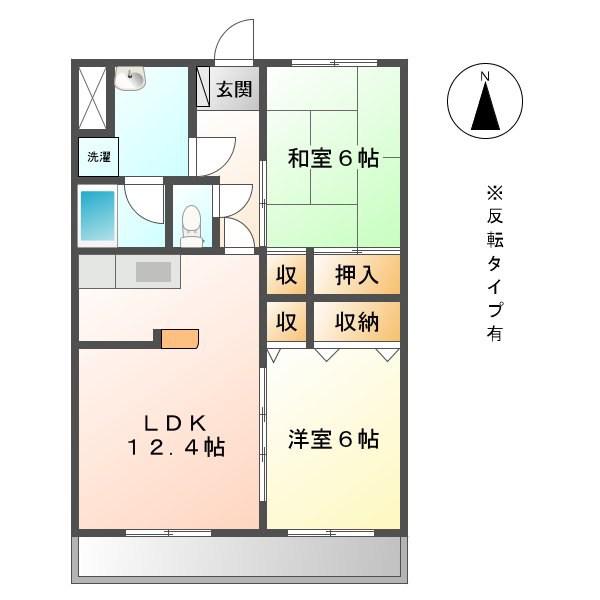 エクセリーナ咲(2LDK/3階)の間取り写真