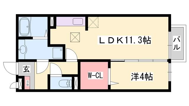 サンシャイン砥堀(1LDK/2階)の間取り写真