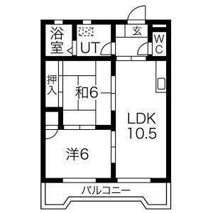 アーバンコートIII(2LDK/4階)の間取り写真
