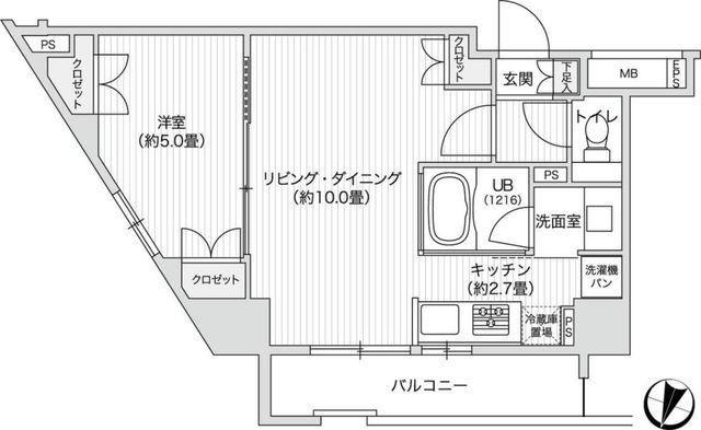 レジディア笹塚II(1LDK/4階)の間取り写真