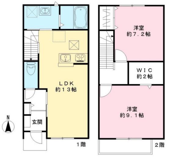 ユアメゾン ル フォレ壱番館(2LDK/1階)の間取り写真