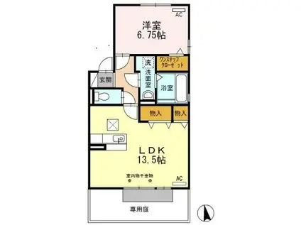 ボヌール坂巻(1LDK/1階)の間取り写真