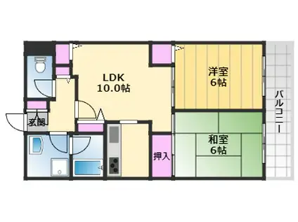 トークストリートアソガワ(2LDK/4階)の間取り写真
