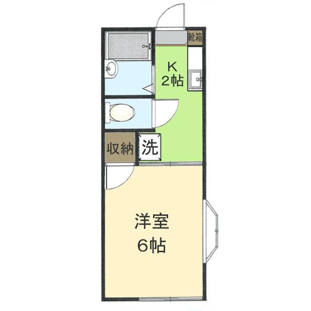 リヴレーヌ壱番館(1K/2階)の間取り写真