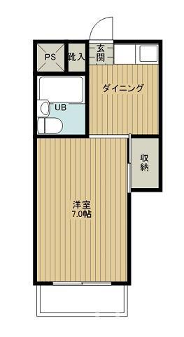 第33マンション(1K/1階)の間取り写真