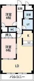 ヴィラクリモト(2LDK/2階)の間取り写真