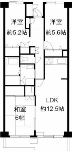 小手指ハイツB(3LDK/3階)の間取り写真