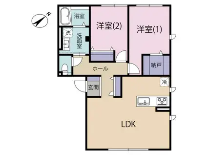 GRAND HILL 清水 I(2LDK/1階)の間取り写真