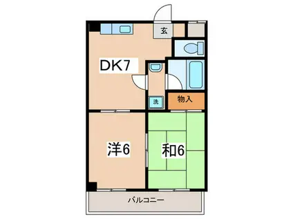 ハーモニー東林間(2DK/3階)の間取り写真