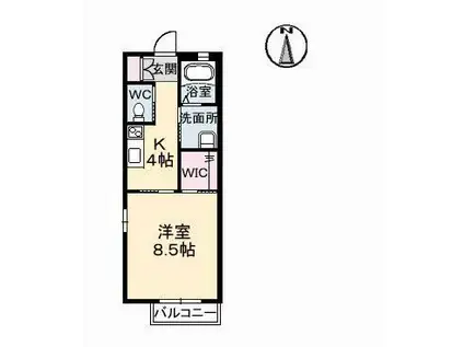 カーサ・ア・コルテ II(1K/2階)の間取り写真