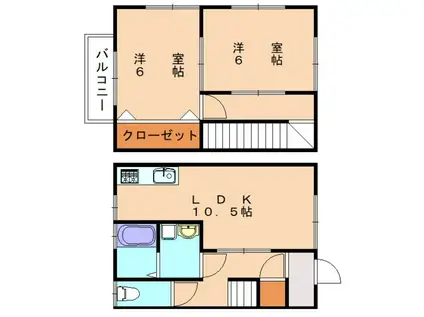 ジュネス岡垣(2LDK/1階)の間取り写真