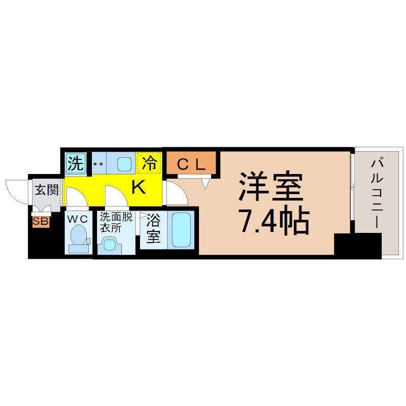 プレサンスジェネ新栄町駅前 葵(1K/9階)の間取り写真