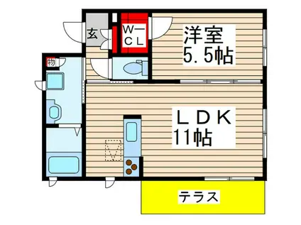 ソフィア(1LDK/1階)の間取り写真