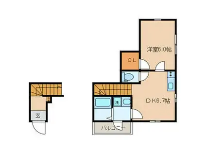 カーサエテルナ(1DK/2階)の間取り写真