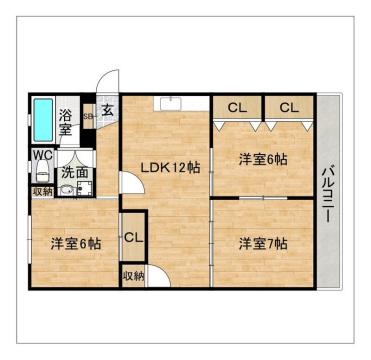 グリーンハイツ大野(3LDK/1階)の間取り写真