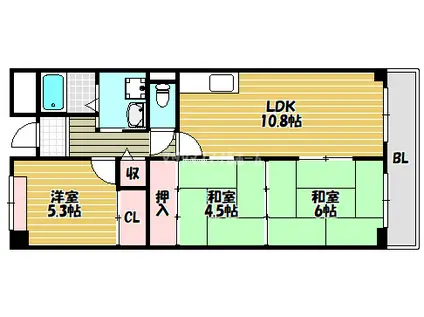 デイグラン鶴見イースト(3LDK/4階)の間取り写真