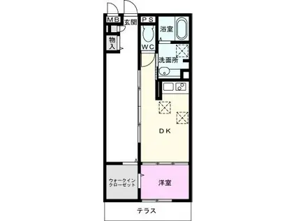 ロイジェントパークスレイクタウンP(1DK/1階)の間取り写真