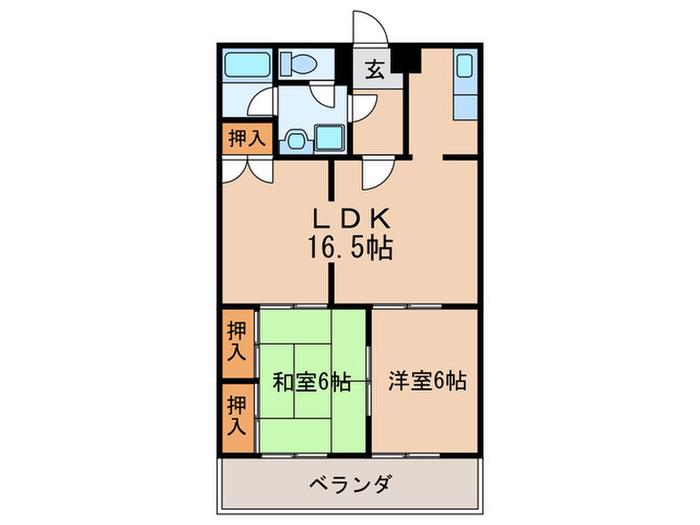 プレシオーサ見附(2LDK/1階)の間取り写真