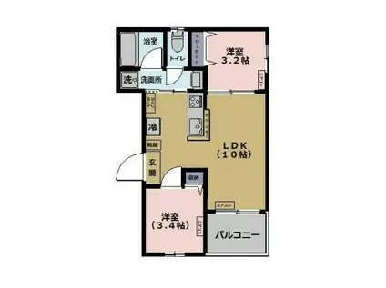 LINO35(2LDK/1階)の間取り写真