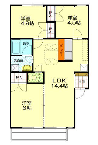 コーエーハイツII(3LDK/2階)の間取り写真