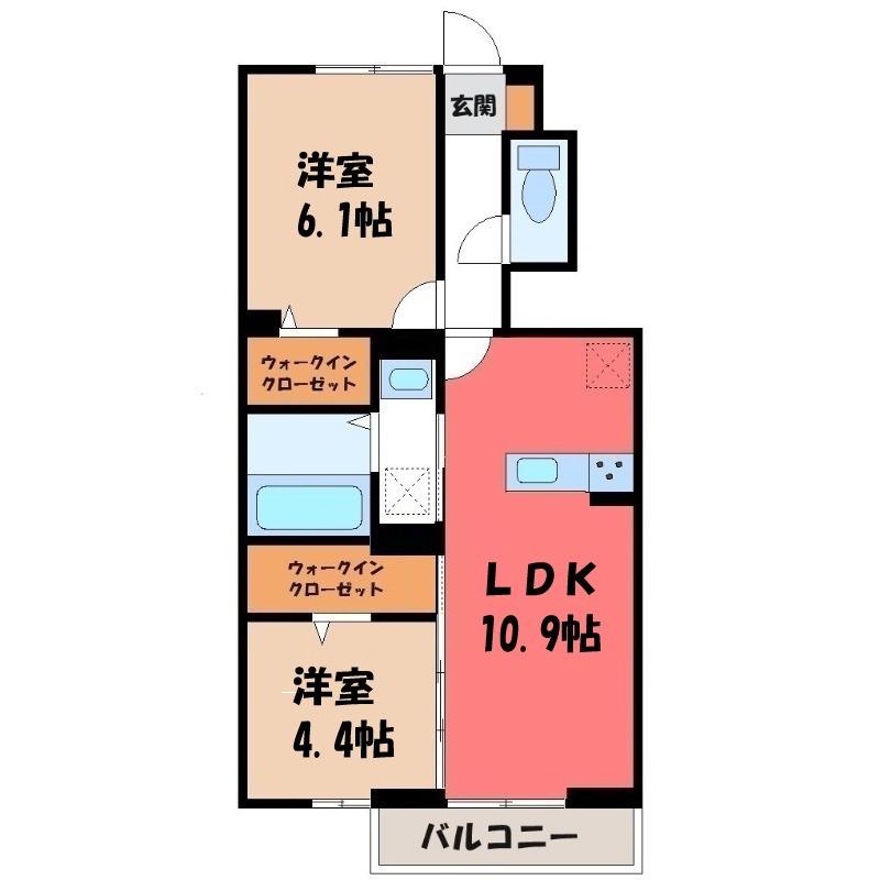 ベストオーシャン E(2LDK/1階)の間取り写真