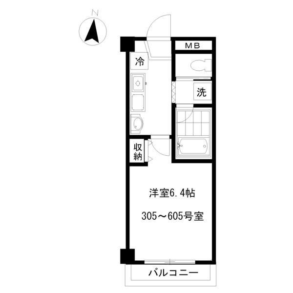 カパーラ鶴見(1K/5階)の間取り写真