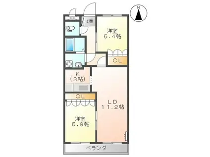 ローズマリーII(2LDK/2階)の間取り写真