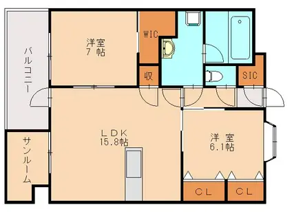 SAN・MEILL(2LDK/1階)の間取り写真