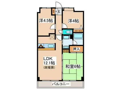 ドラゴンマンション橋本六番館(3LDK/2階)の間取り写真