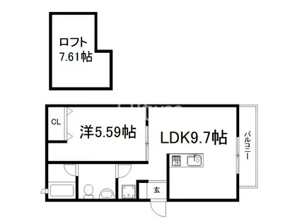 ピア・プリマ貴船館(1K/2階)の間取り写真