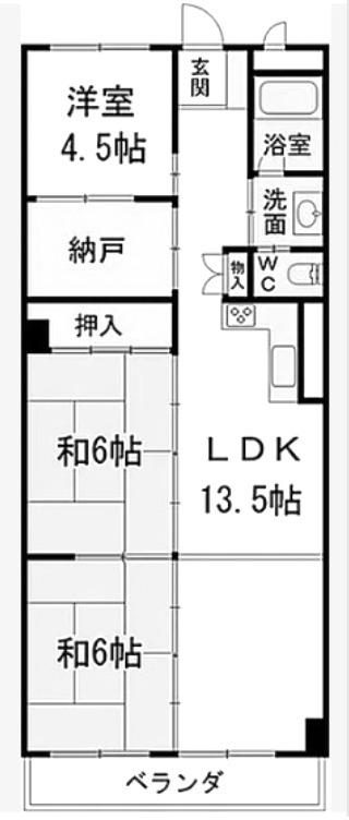 コーポ宇奈月(3SLDK/6階)の間取り写真
