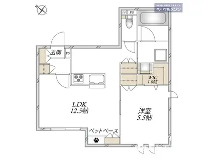 AF ペット共生・フェアリーあざみ野(1LDK/1階)の間取り写真