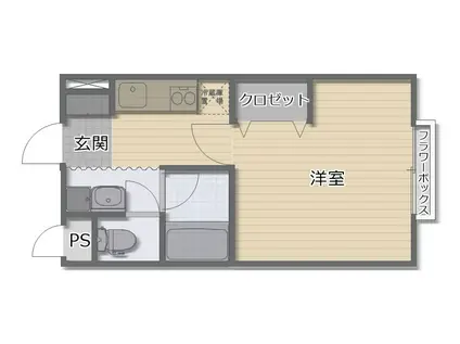 ドリームパレス荒楯(1K/1階)の間取り写真