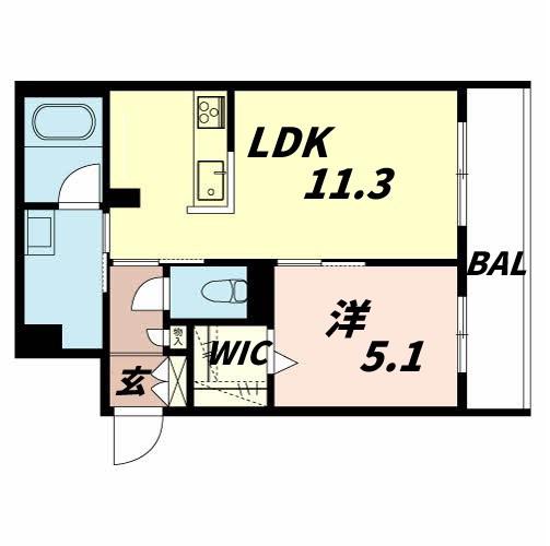シャーメゾン姫路R(1LDK/2階)の間取り写真