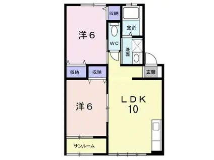 メゾンアルファD(2LDK/2階)の間取り写真