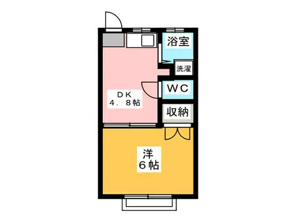 ベルゾーネ百合丘II(1DK/2階)の間取り写真