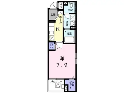 グランシャテーネ(1K/2階)の間取り写真