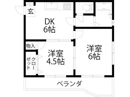 コアクレスト高津(2DK/3階)の間取り写真