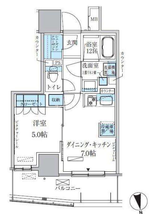 パークアクシス上野松が谷(1DK/11階)の間取り写真