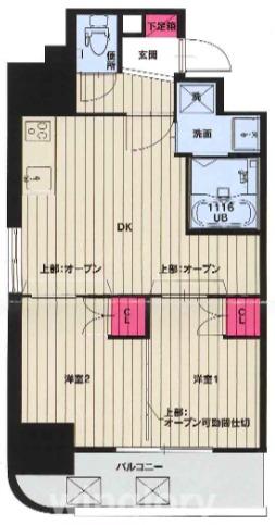 NO.102 MARINA GATE II(2DK/3階)の間取り写真