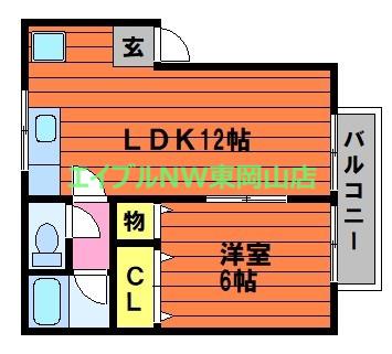 シティハイツカサミア1(1LDK/1階)の間取り写真