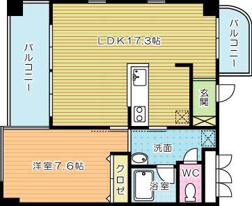 嵐山ツインビル南館(1LDK/2階)の間取り写真